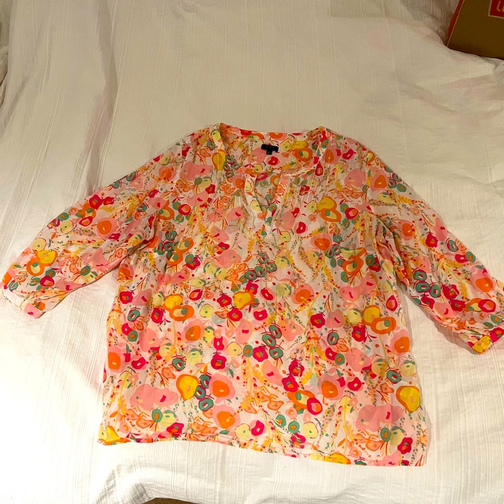 Light weight, cool cotton colorful top for summer fun. 2X by Talbots.